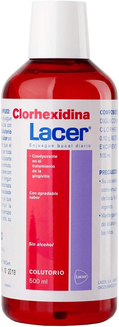 Botella de colutorio Clorhexidina Lacer de 500 ml